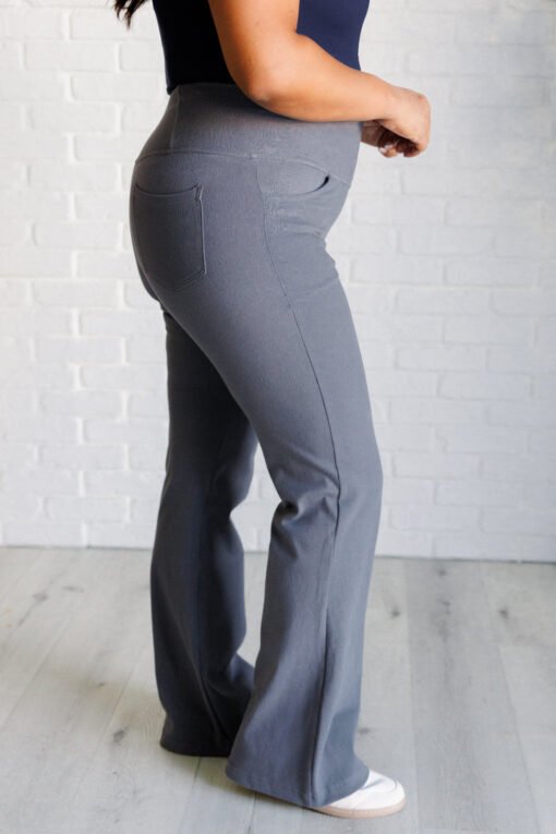 Building Habits Twill Flared Crossover Waist Pant in Titanium Ave Shops