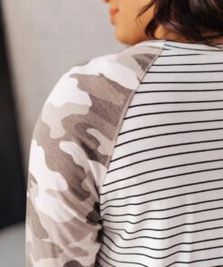 Camo & Stripes Raglan Top - Fashion Are Us, LLC