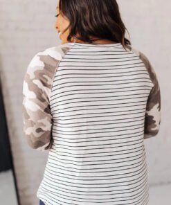 Camo & Stripes Raglan Top - Fashion Are Us, LLC